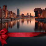Top boxed-meal catering in Gdańsk_ ranked delivery meal boxes, Gdańsk skyline, medal ribbon